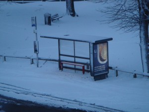 The Broadwater Green Bust Stop Covered in Snow